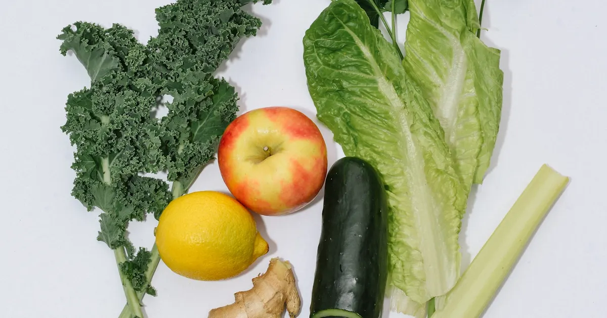 A flat-lay of fresh vegetables